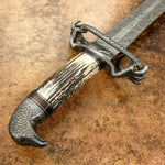 IMPACT CUTLERY RARE CUSTOM DAMASCUS DAGGER KNIFE STAG ANTLER