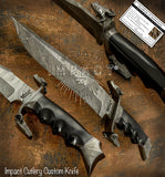 IMPACT CUTLERY RARE CUSTOM DAMASCUS BOWIE KNIFE