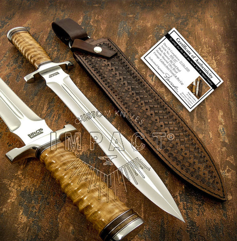 IMPACT CUTLERY RARE CUSTOM D2 LARGE FULLER DAGGER KNIFE