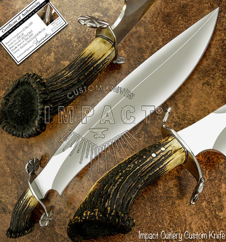 UK custom Sasquatch Bowie Knife, Crown Antler