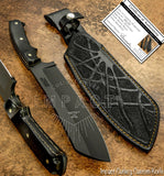 UK Custom Bushcraft Survival Knife, Black powder coated, Micarta Handle