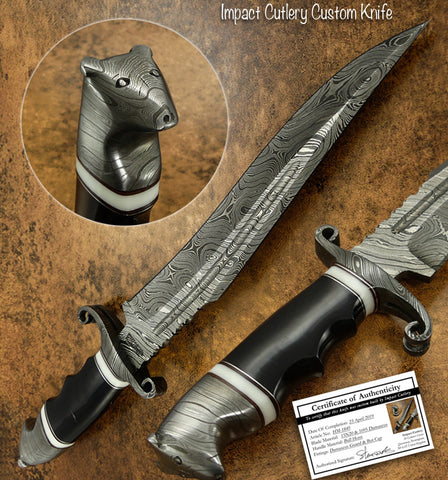 UK Custom Damascus Knife, Hand forged, Bull Horn