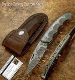 Buy UK Custom Damascus Knife, UK Folding Knife, UK Pocket Knife, UK Lock Back Knife