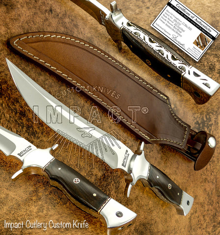 IMPACT CUTLERY RARE CUSTOM D2 FULL TANG SKINNING BOWIE KNIFE