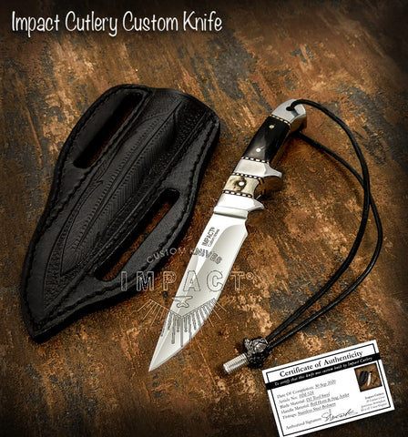 IMPACT CUTLERY RARE CUSTOM D2 FULL TANG BUSHCRAFT SKINNING KNIFE STAG ANTLER