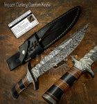 IMPACT CUTLERY RARE CUSTOM DAMASCUS BOWIE KNIFE