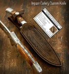 IMPACT CUTLERY RARE CUSTOM D2 FULL TANG BUSHCRAFT SKINNING KNIFE