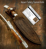 IMPACT CUTLERY RARE CUSTOM D2 FULL TANG BUSHCRAFT SKINNING KNIFE