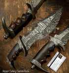 UK Custom Damascus Knife, Burl Wood
