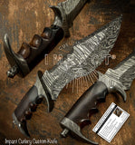 UK Custom Damascus Knife, Burl Wood