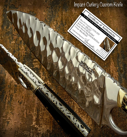 UK custom chef cleaver knife, mirror polished, antler & bull horn handle