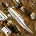 IMPACT CUTLERY RARE CUSTOM D2 HEAVY DUTY MASSIVE BOWIE KNIFE CROWN ANTLER