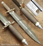 MPACT CUTLERY RARE CUSTOM FEATHER DAMASCUS DAGGER KNIFE WIRE WRAPPED HANDLE