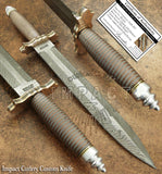 MPACT CUTLERY RARE CUSTOM FEATHER DAMASCUS DAGGER KNIFE WIRE WRAPPED HANDLE