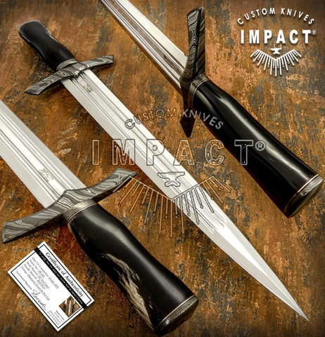 UK custom Sword, Bull Horn Handle, Blood Grooved D2 Blade