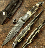 UK Folding Knife, UK Custom Folding Knife, UK Lock Knife, Stag Antler