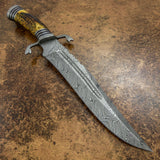 UK Custom bowie knife, Antique Stag Antler, Custom Damascus knife