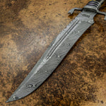 UK Custom bowie knife, Antique Stag Antler, Custom Damascus knife