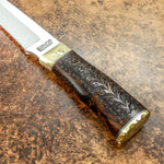Buy UK Custom Art Knife, Carved Wood, Brass