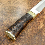Buy UK Custom Art Knife, Carved Wood, Brass