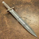MPACT CUTLERY RARE CUSTOM FEATHER DAMASCUS DAGGER KNIFE WIRE WRAPPED HANDLE