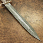 MPACT CUTLERY RARE CUSTOM FEATHER DAMASCUS DAGGER KNIFE WIRE WRAPPED HANDLE