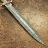 MPACT CUTLERY RARE CUSTOM FEATHER DAMASCUS DAGGER KNIFE WIRE WRAPPED HANDLE