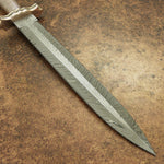 MPACT CUTLERY RARE CUSTOM FEATHER DAMASCUS DAGGER KNIFE WIRE WRAPPED HANDLE
