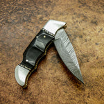 Buy UK Custom Damascus Knife, UK Folding Knife, UK Pocket Knife, UK Lock Back Knife, Bull Horn