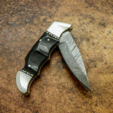 Buy UK Custom Damascus Knife, UK Folding Knife, UK Pocket Knife, UK Lock Back Knife, Bull Horn