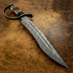 Buy UK Custom Damascus Bowie Knife, Stag Antler, D-guard