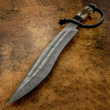 Buy UK Custom Damascus Bowie Knife, Stag Antler, D-guard