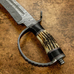 Buy UK Custom Damascus Bowie Knife, Stag Antler, D-guard