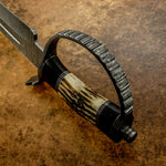 Buy UK Handmade Knife, UK Custom Knife, UK Hand made Knife, Hunting Knife, Dagger, Sword, Pocket Knife, Folding Knife, Chef Knife, Tracker, Survival knife, Bespoke, Kitchen Knife, Cleaver Knife, Bush craft, Axes, Hatchets, Matchets, Hand Forged Damascus, CROWN ANTLER BOWIE