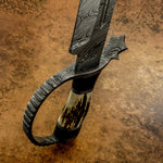 Buy UK Handmade Knife, UK Custom Knife, UK Hand made Knife, Hunting Knife, Dagger, Sword, Pocket Knife, Folding Knife, Chef Knife, Tracker, Survival knife, Bespoke, Kitchen Knife, Cleaver Knife, Bush craft, Axes, Hatchets, Matchets, Hand Forged Damascus, CROWN ANTLER BOWIE