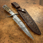 Buy UK Custom Damascus knife, Stag Antler Handle