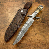 Buy UK Custom Damascus knife, Stag Antler Handle