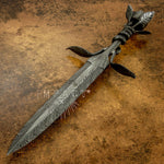 UK Custom Art Dagger, UK Custom Damascus Dagger, Full Integral Forged Damascus, Hand Forged Damascus UK