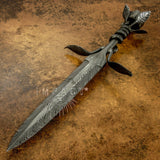 UK Custom Art Dagger, UK Custom Damascus Dagger, Full Integral Forged Damascus, Hand Forged Damascus UK