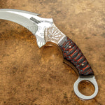 UK CUSTOM KARAMBIT KNIFE, ENGRAVED HANDLE