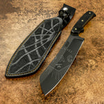 UK Custom Bushcraft Survival Knife, Black powder coated, Micarta Handle