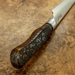 UK custom art knife, carved wood handle, carving