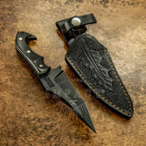 UK Custom Bushcraft skinning knife, Black Powder Coated