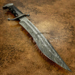 UK Custom Damascus Knife, Hand forged, Bull Horn