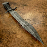UK Custom Damascus Knife, Hand forged, Bull Horn