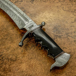 UK Custom Damascus Knife, Hand forged, Bull Horn