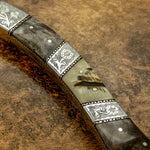 Hand engraved bolsters, Fossilzed Bone, Ram Horn Handle