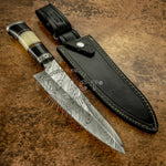Buy UK Custom damascus chef knife, Kitchen knife, Bull Horn & Camel Bone