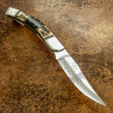 Buy uk custom folding pocket knife, lock back, stag antler