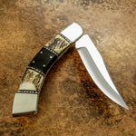 Buy uk custom folding pocket knife, lock back, stag antler